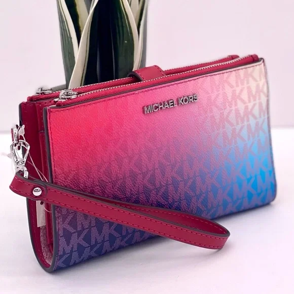 Michael Kors Double Zip Ombre Wallet Wristlet Smartphone Case - Picture 11 of 14